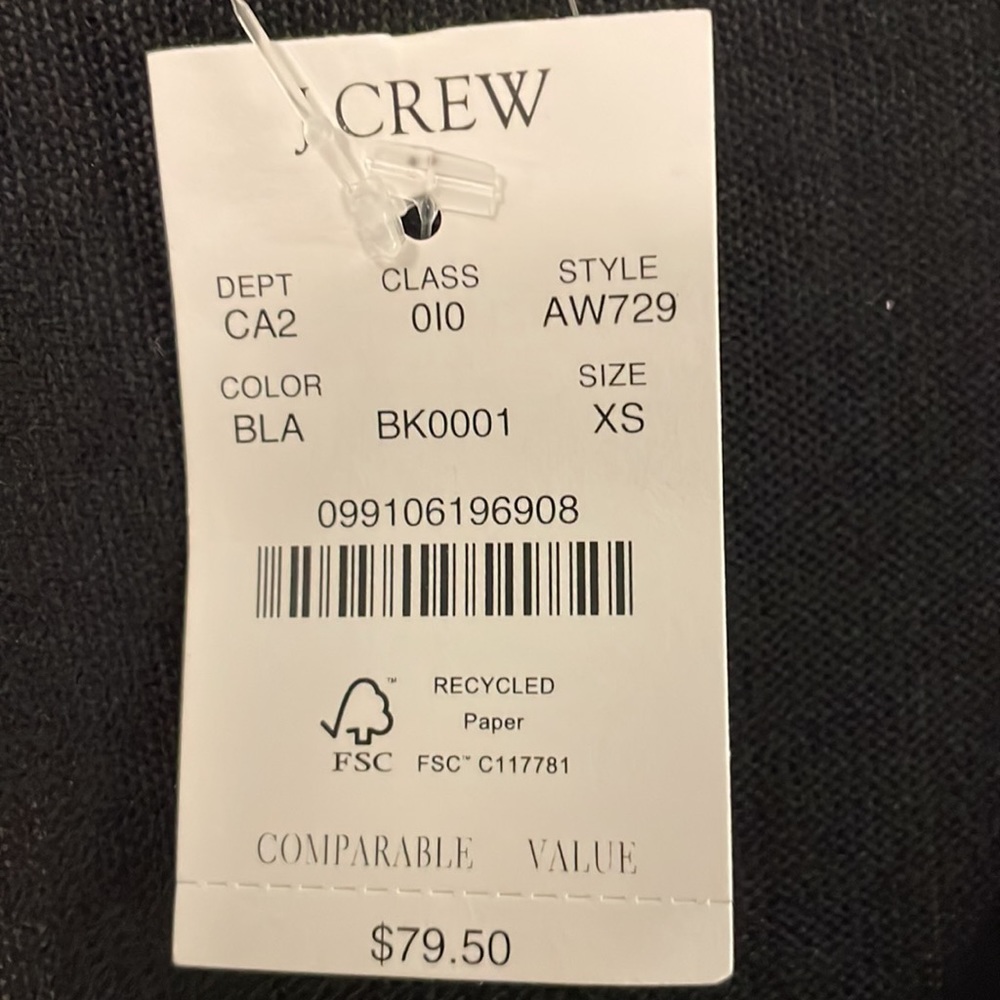 J Crew - long v-neck sweater NWT - 55% linen 45% viscose - black XS. - Picture 9 of 9